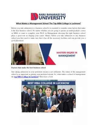 What Makes a Management School The Top MBA College in Lucknow?