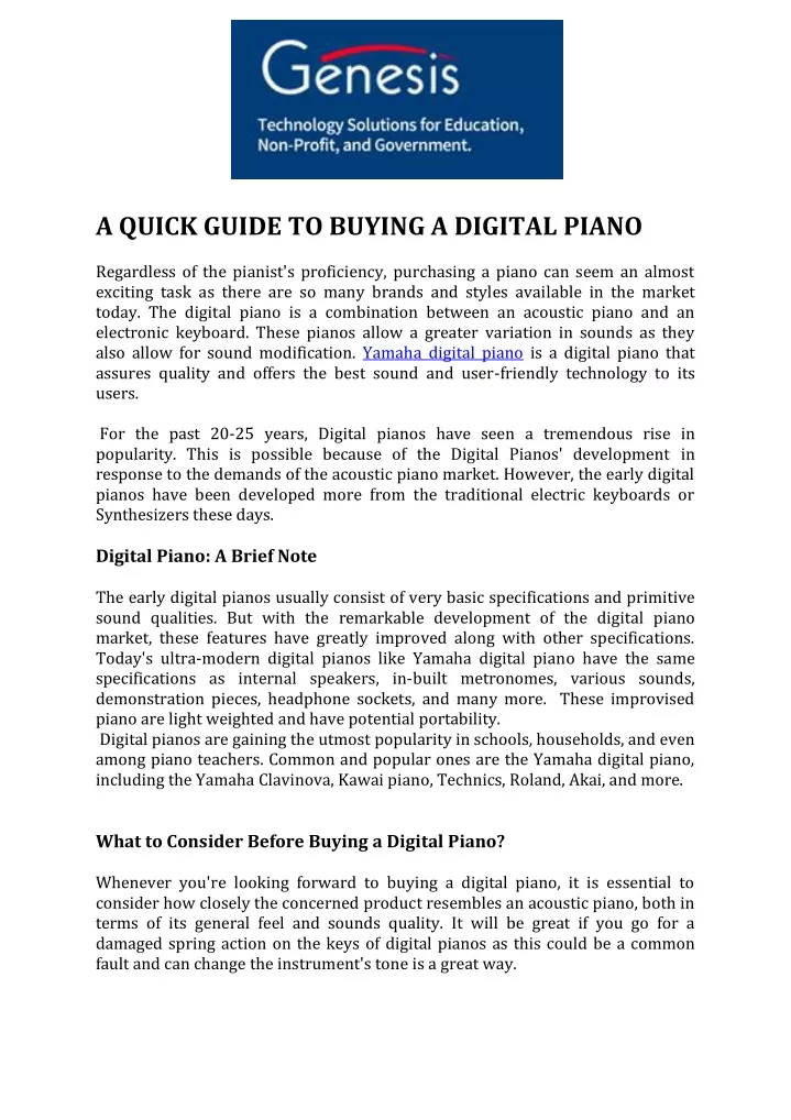 a quick guide to buying a digital piano