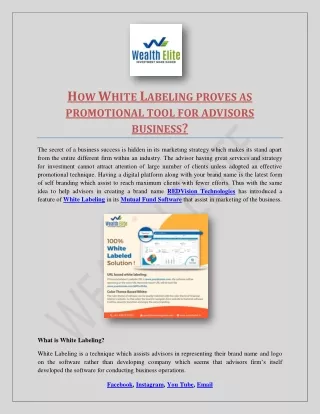 h ow w hite l abeling proves as promotional tool