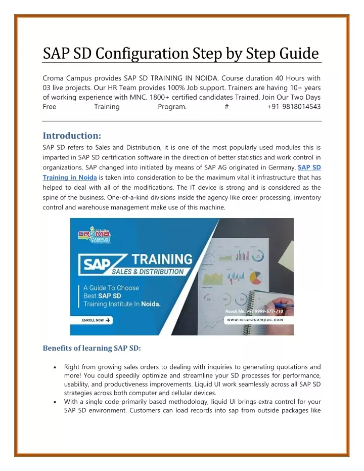 sap sd configuration step by step guide croma