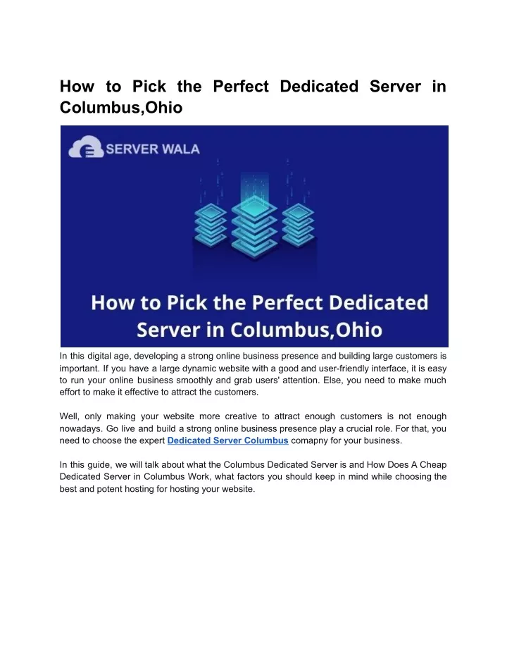 how to pick the perfect dedicated server