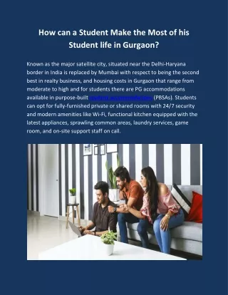 How can a Student Make the Most of his Student life in Gurgaon?