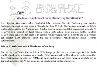 wie lokale suchmaschinenoptimierung funktioniert