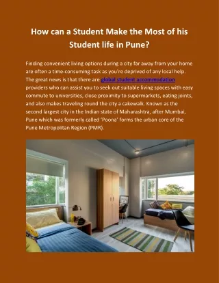 How can a Student Make the Most of his Student life in Pune?