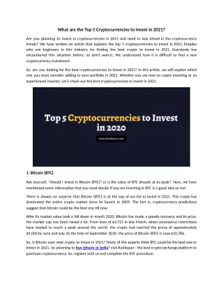 what are the top 5 cryptocurrencies to invest