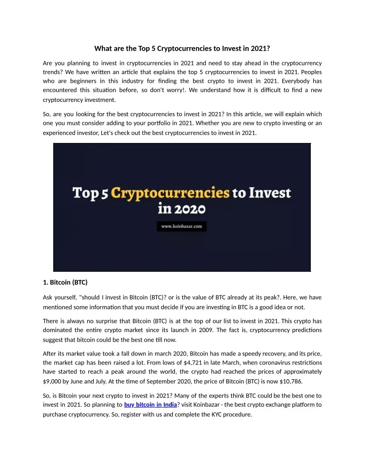 what are the top 5 cryptocurrencies to invest