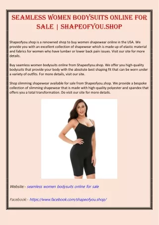 Seamless Women Bodysuits Online for Sale | Shapeofyou.shop