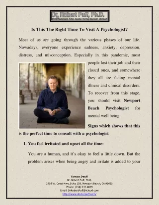 Is This The Right Time To Visit A Psychologist?