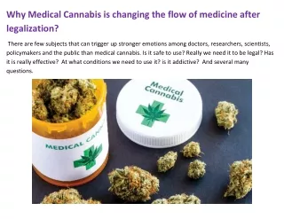 Why Medical Cannabis is changing the flow of medicine after legalization?