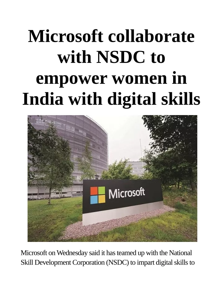 microsoft collaborate with nsdc to empower women