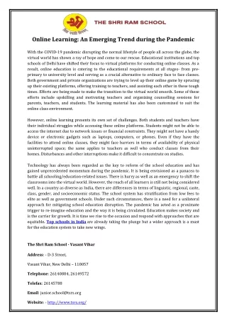 online learning an emerging trend during