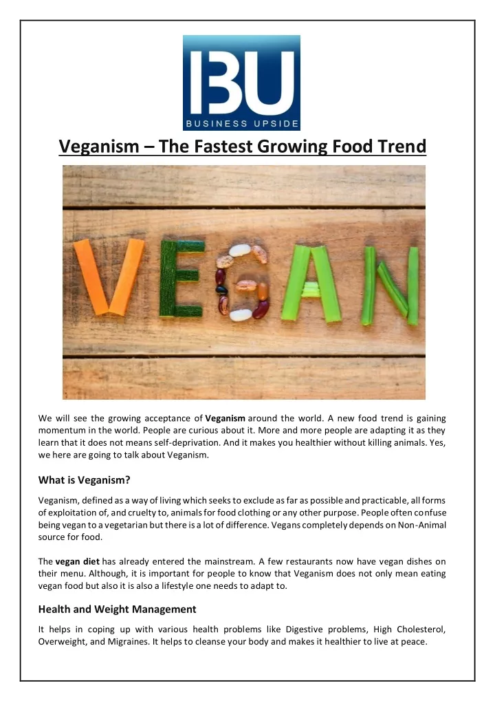 veganism the fastest growing food trend