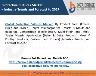 Latest Research Report Explores Impact Of Covid-19 Outbreak On Protective Cultures Market 2027