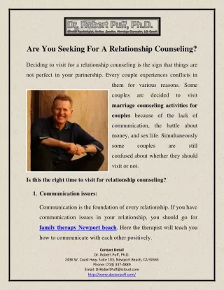 Are You Seeking For A Relationship Counseling?