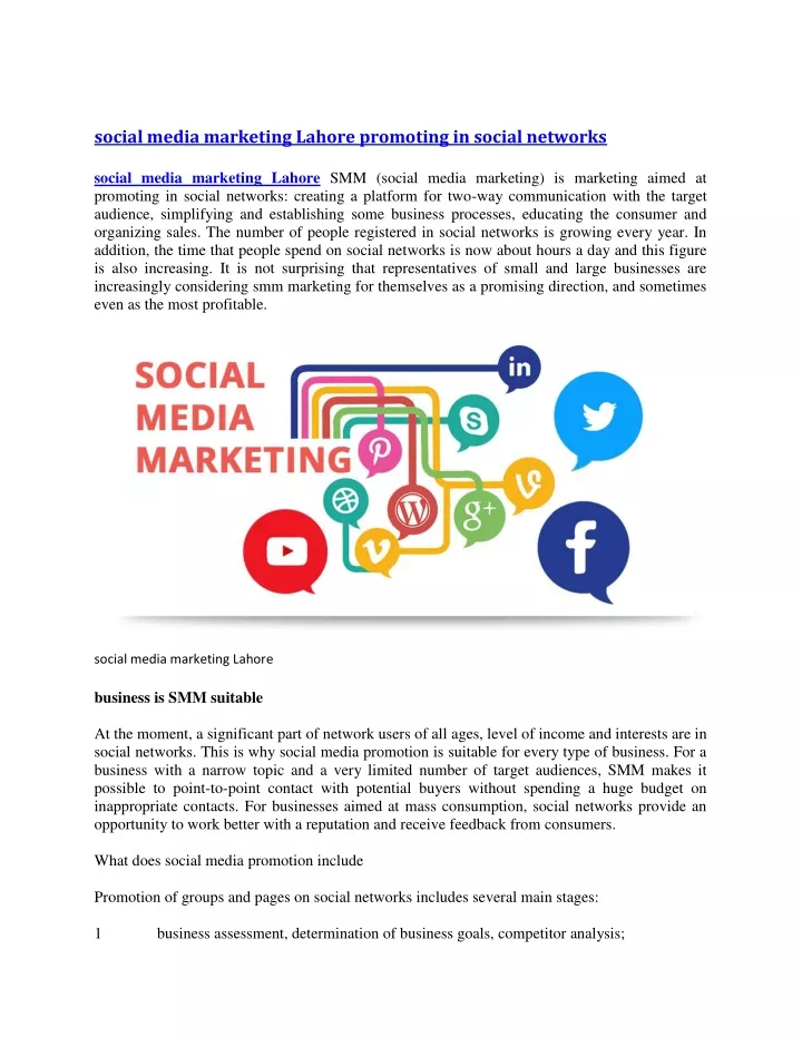 social media marketing lahore promoting in social