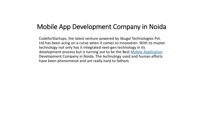 mobile app development company in noida