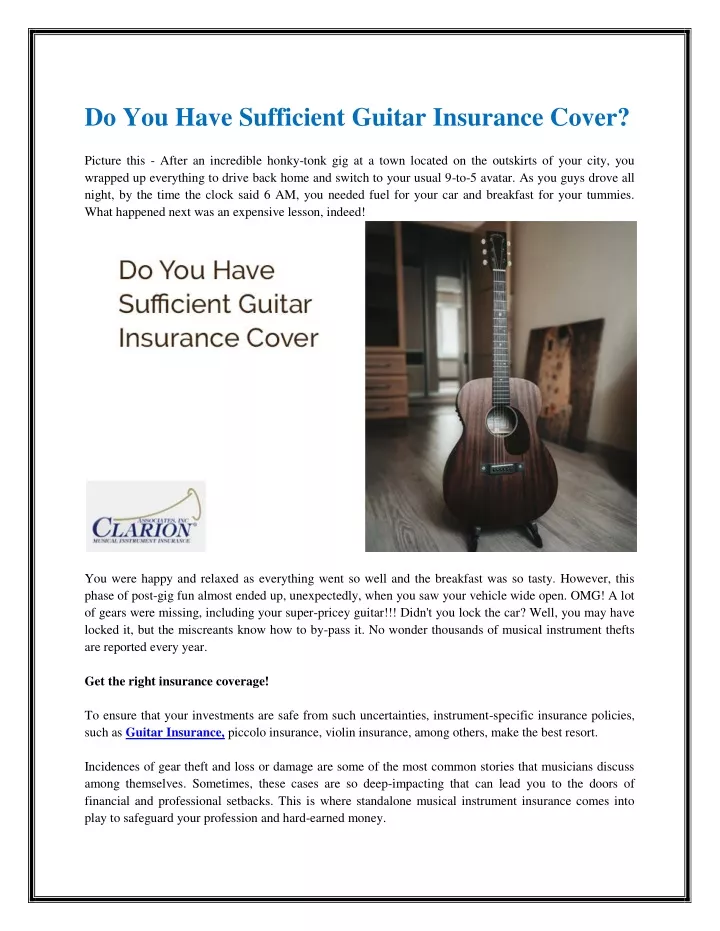 do you have sufficient guitar insurance cover