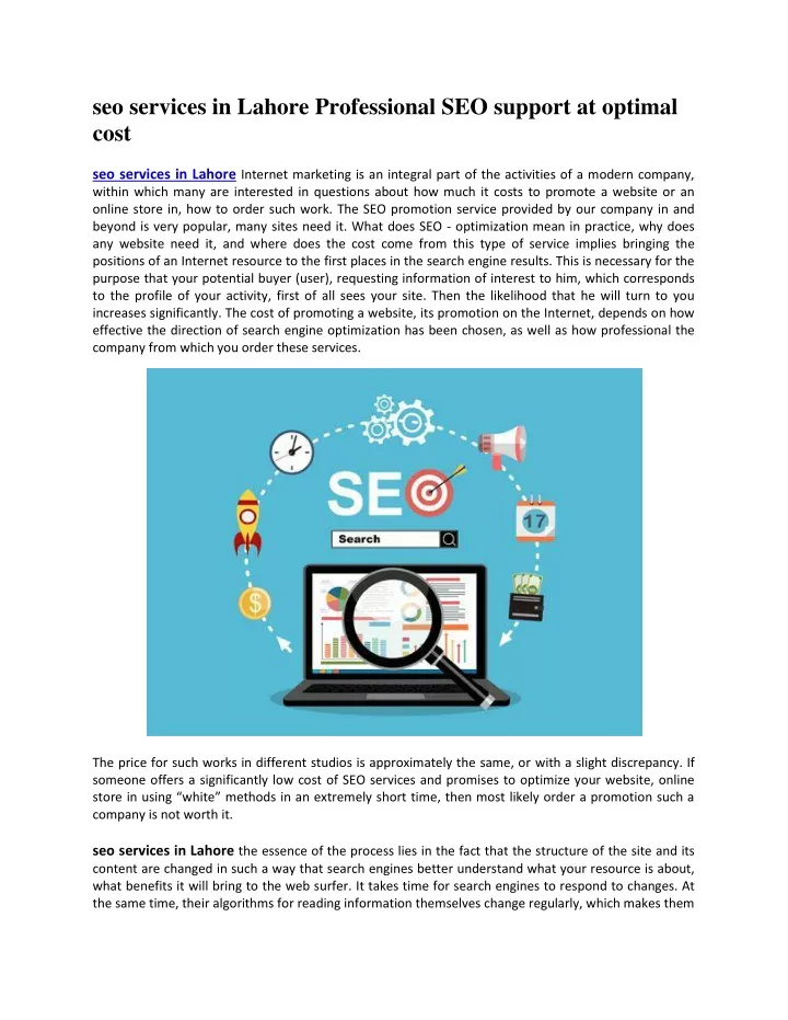 seo services in lahore professional seo support