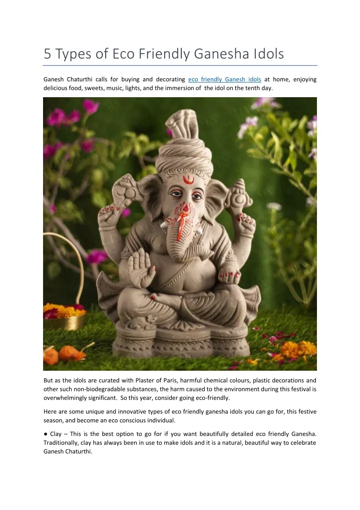 5 types of eco friendly ganesha idols