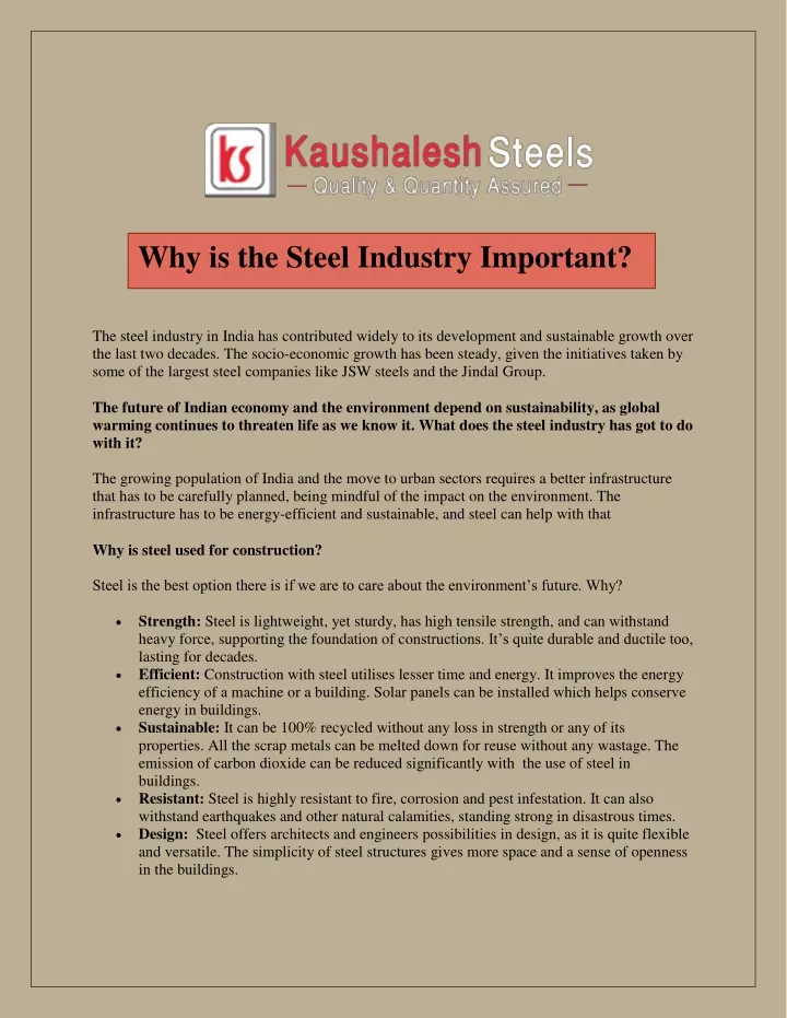 why is the steel industry important