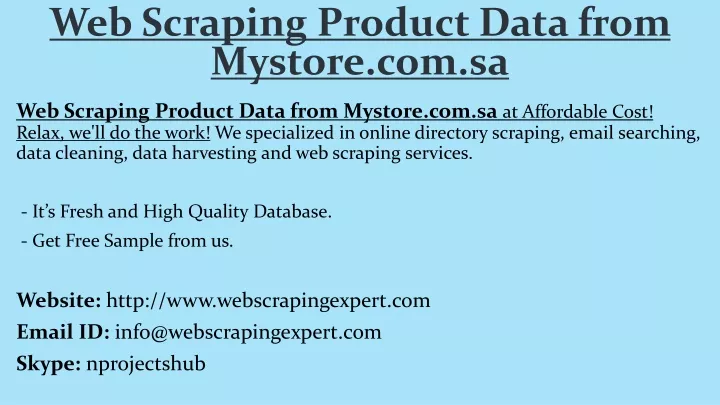 web scraping product data from mystore com sa