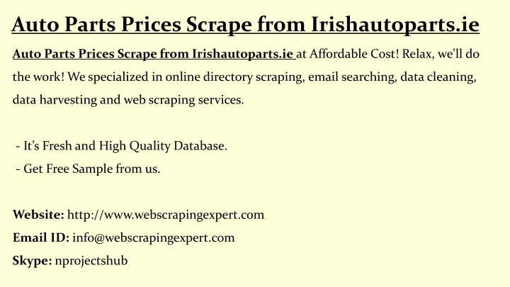 auto parts prices scrape from irishautoparts ie