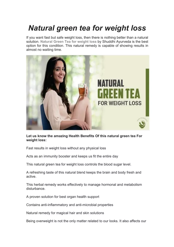 natural green tea for weight loss