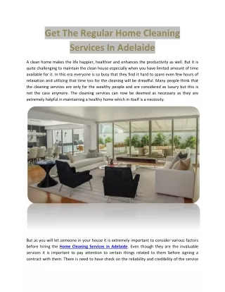 Get The Regular Home Cleaning Services In Adelaide