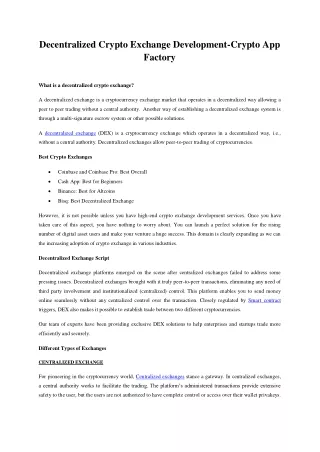 decentralized crypto exchange development crypto