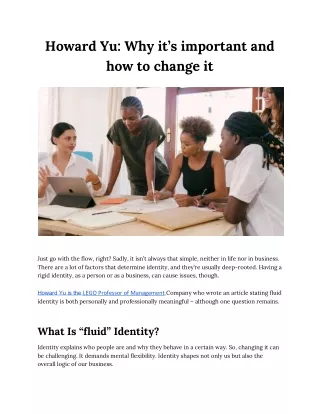 Howard Yu: Why it’s important and how to change it – The Upcoming