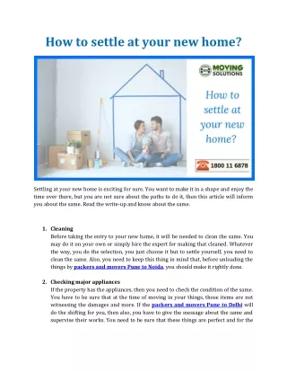 how to settle at your new home