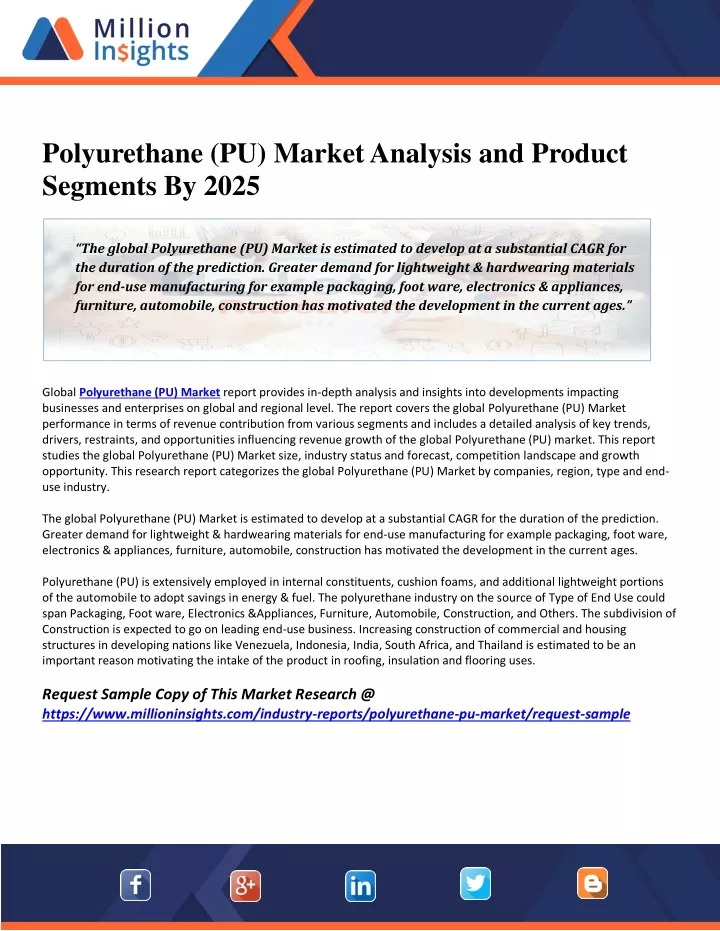 polyurethane pu market analysis and product