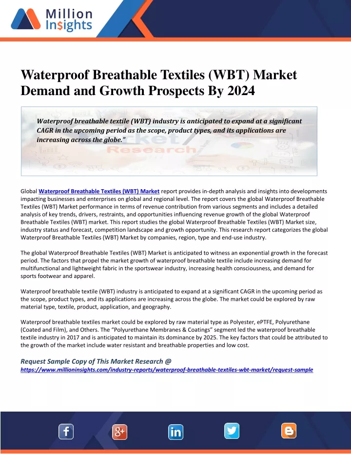 waterproof breathable textiles wbt market demand