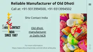 Reliable Manufacturer of Old Dhoti