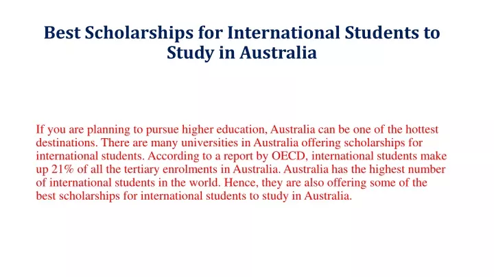 best scholarships for international students to study in australia