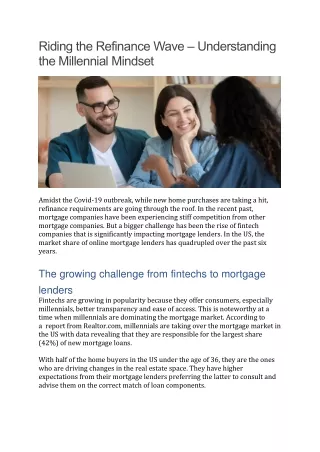 Riding the Refinance Wave – Understanding the Millennial Mindset