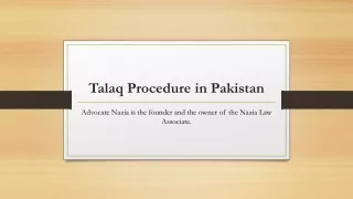 Simple talaq Procedure in Lahore by Expert – Advocate Nazia