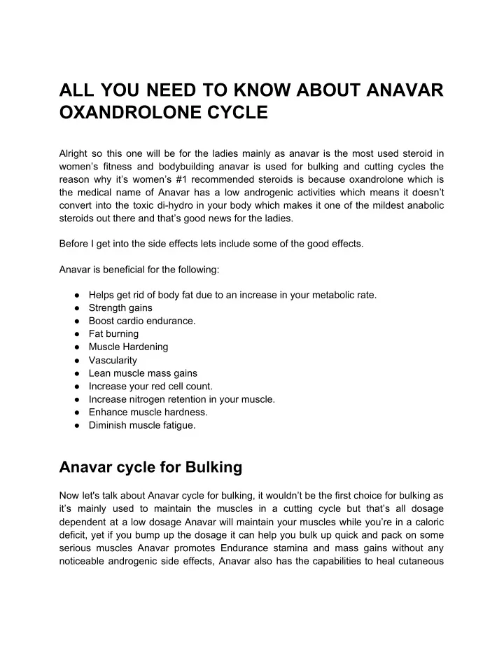 all you need to know about anavar oxandrolone
