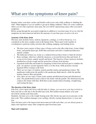 what are the symptoms of knee pain