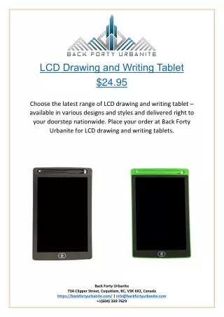 LCD Drawing and Writing Tablet $24.95