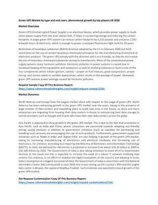 green ups market by type and end users phenomenal