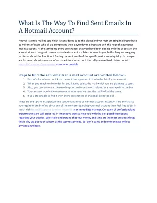 What Is The Way To Find Sent Emails In A Hotmail Account?