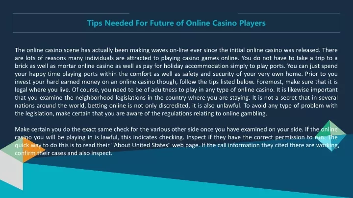 tips needed for future of online casino players