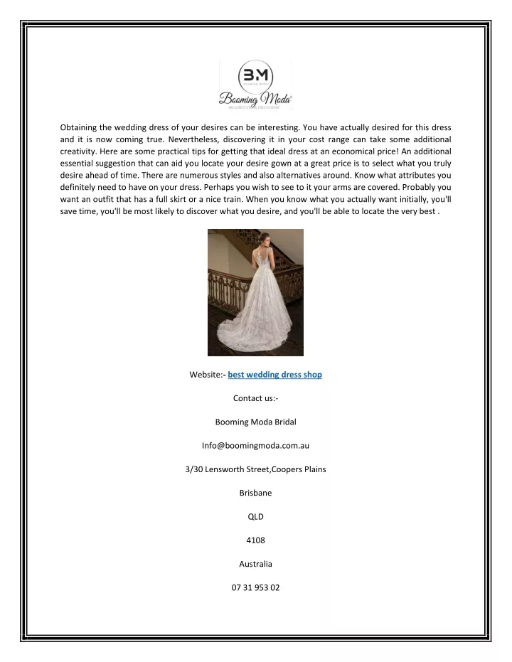 obtaining the wedding dress of your desires