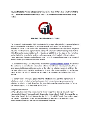 industrial robotics market is expected to grow