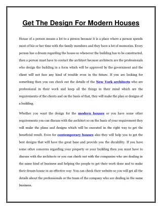 get the design for modern houses