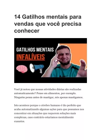 14 Gatilhos mentais para vendas que você precisa conhecer