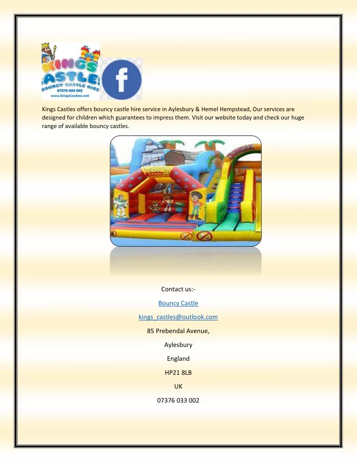 kings castles offers bouncy castle hire service