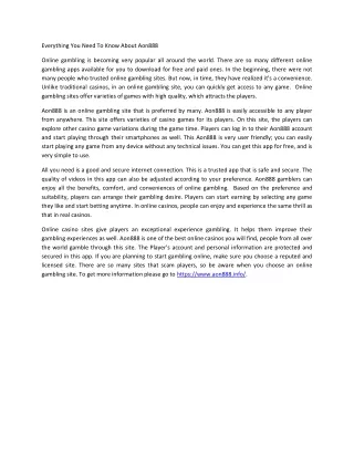 everything you need to know about aon888