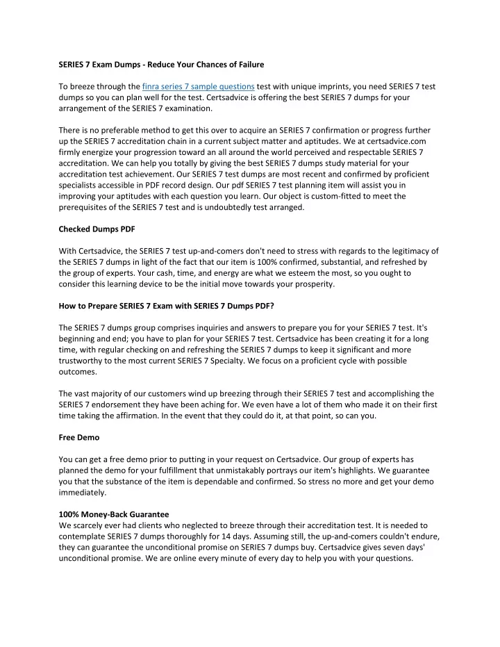 series 7 exam dumps reduce your chances